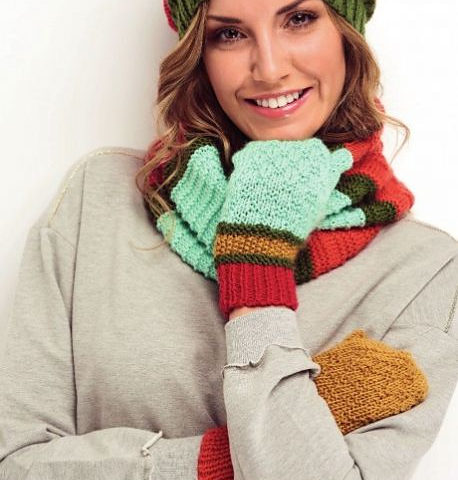 Stripe Hat, Mittens and Cowl by Lucinda Ganderton